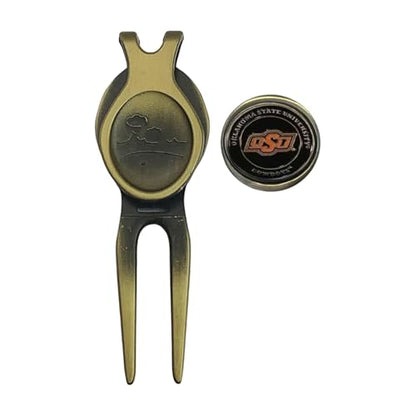 Divot Repair Tool Removable Magnetic Ball Marker-Best Divot Fixer - style: OKLAHOMA STATE COWBOYS
