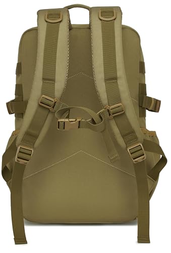 Wotony Military Tactical Backpack for Men Waterproof Daypack 3 Day Assault Pack Molle Bag with Water Bottle Holder - color: Khaki, size: 30L