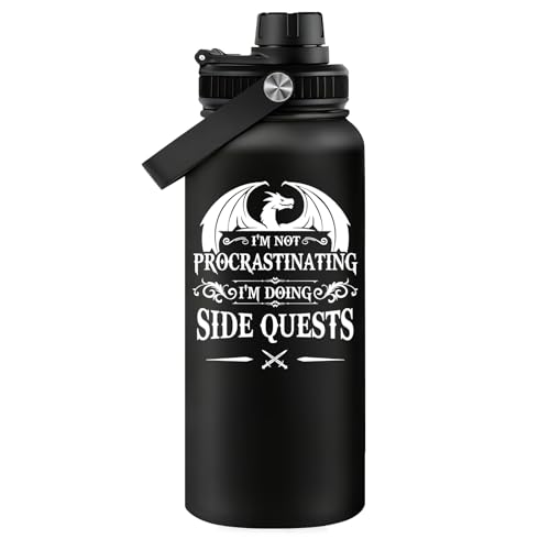 Fufandi Dnd Gifts for Men, Dungeon Master Mug - Dungeons and Dragons Gifts, Gamer Gift, Gaming Mug - D&D Lovers Gamer Gift - Dnd Water Bottle 32oz - color: Dnd Black