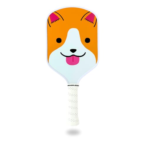 Funny Pickleball Paddles | USAPA Approved Paddle | T700 Carbon Fiber Surface | Propropylene Honeycomb Core | Non-Slip Cushion Grip | Single Paddle | High Grit & Spin | Fun Design - color: Corgi