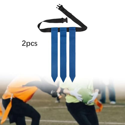 2Pcs Flag Football Belts Flag Football Set with Flags Rugby Waist Flag for Football - color: Blue