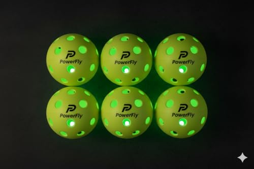 PowerFly Outdoor LED Pickleball Balls, High Visibility, 6 Pack - color: Yellow