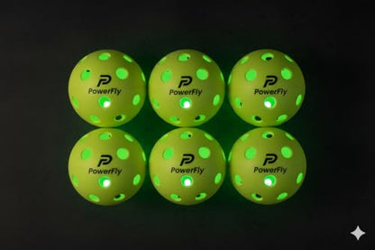 PowerFly Outdoor LED Pickleball Balls, High Visibility, 6 Pack - color: Yellow