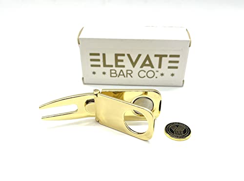 Multi-Use Magnetic Golf Club Holder, Golf Divot & Marker Tool - color: Gold