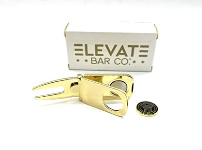 Multi-Use Magnetic Golf Club Holder, Golf Divot & Marker Tool - color: Gold