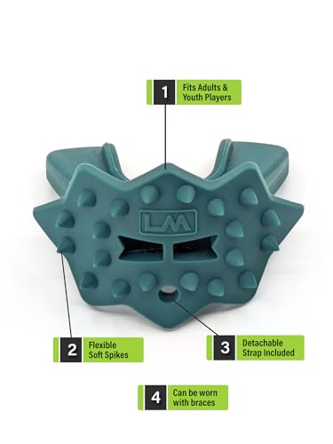 Loudmouth Football Mouth Guard - 3D SpikeSurge Football Mouthpiece with Strap, Fits Adult & Youth, Mouth Guard Football Accessories (Spartan Dark Green) - color: Spartan Dark Green