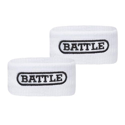 Battle Sports Thick Football Armbands- Wrist Bands for Football, High-Performance Bands with Ultra-Soft Material to Wick Away Sweat and Keep Hands Dry- Includes 2 Wrist Bands - color: White