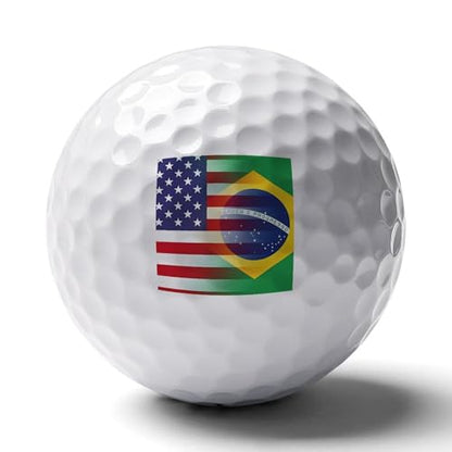 U.S. Brazil Flag Print Golf Balls for Men Women Practice Training Golf Balls for Indoor Outdoor Use