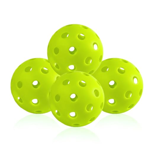 Pickleball Balls - 4 Pack 40 Holes - USAPA Standard - High Bounce True Flight Neon Green
