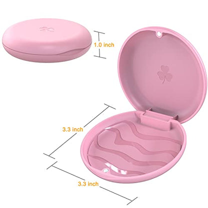 2-Pack Ultra-Thin Round Aligner & Retainer Case with Magnetic Closure – Slim Portable Travel Container for Braces, Mouth Guard, Night Guard, BPA-Free Anti-Slip Water Ripple Design (Pink) - color: Pink