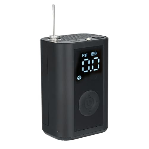 Electric Ball Pump with LCD Pressure Gauge and LED Work Light - 0 to 15 PSI Rechargeable Portable Inflator for Basketball Soccer Volleyball and Baseball - Integrated Needle Storage