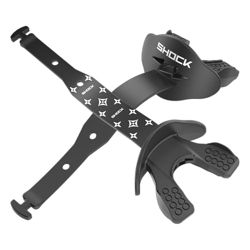 Shock Doctor Bolt Lipguard, Adult Mouth Guard Football with Strap. Mouthguard One Size Fits All - color: Black/White Lux