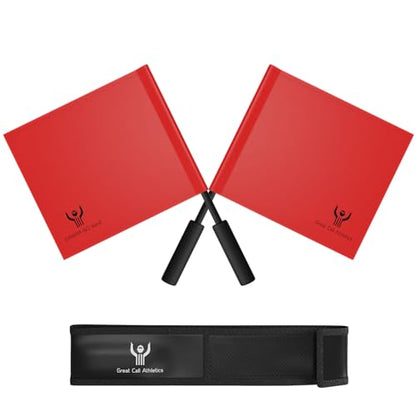 Great Call Athletics | Volleyball Pro Red Flag Set With Case | Referee 2 Pieces Line Judge Linesman Soccer Track Official