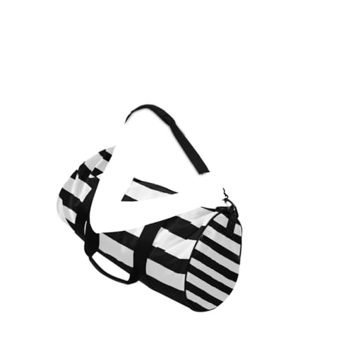 Sports Gym Travel Duffle Bag Black White Stripe Luggage for Men and Women - color: Black White Stripe