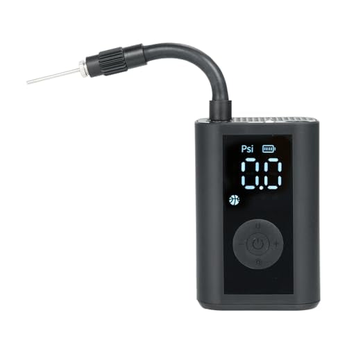 Electric Ball Pump with LCD Pressure Gauge and LED Work Light - 0 to 15 PSI Rechargeable Portable Inflator for Basketball Soccer Volleyball and Baseball - Integrated Needle Storage