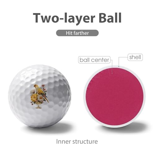 Parrot Cocktail Glass Bird Flowers Golf Ball Soft Feel Golf Practice Balls for Golfs Course Daily Training