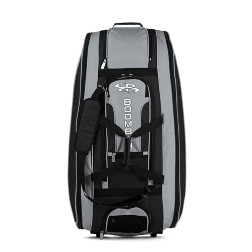 Boombah Beast Rolling Bat Bag - Multiple Color Options - Holds 8 Bats, Glove and Shoe Compartments - color: Black/Gray_C23