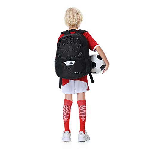 Hsmihair Youth Soccer Bag-Soccer Backpack&Backpack for Football Basketball,with Ball Compartment Separate Cleat Package - color: Black