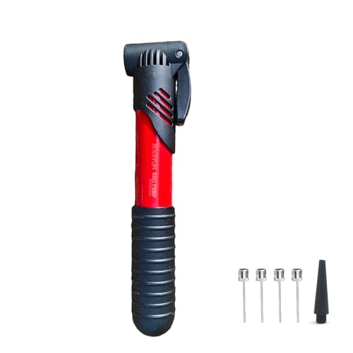 Ball Pump for Sports Balls - Push & Pull Inflating System - Hand Pump for All Exercise Balls - Volleyball Pump, Basketball Inflator, Football & Soccer Ball Air Pump - color: RED