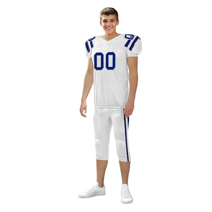 Youth Football Practice Jersey, Custom Blank Kids Practice Football Uniform Sportswear for Boys Training Games - color: Speed Blue White
