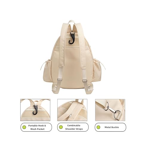 Tennis bag for women - Quilted Sling Grid Design Water repellent Two Side Pockets Dry wet separation independent pocket Friend couple gift - color: beige