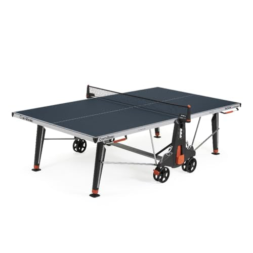CORNILLEAU - 500X Outdoor Table Tennis Table - Folding & Compact - Weather and Schockproof - 6mm Laminate Top - Point Counters - Corner Protection Pads - Blue or Black - color: Blue
