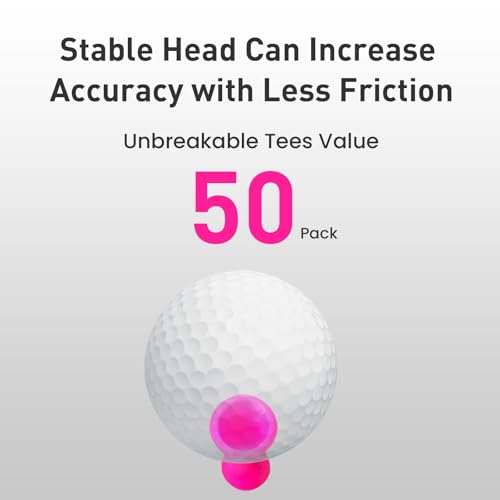 Amy Sport Golf Tees Step Down Plastic Unbreakable 50 Pack Reusable Bulk Professional Height Control Castle Tee for Practice - color: 50 Pack 2 1/4" in Pink