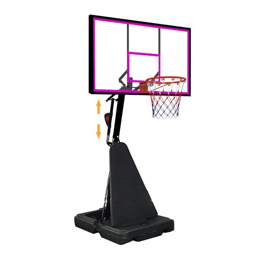 Basketball Hoop Outdoor 8.04-10FT Height Adjustable, Portable Basketball Goal with 44 Inch Shatterproof Backboard, Heavy-Duty Base & Wheels for Youth,Teens,Adults in Backyard,Driveway,Indoor