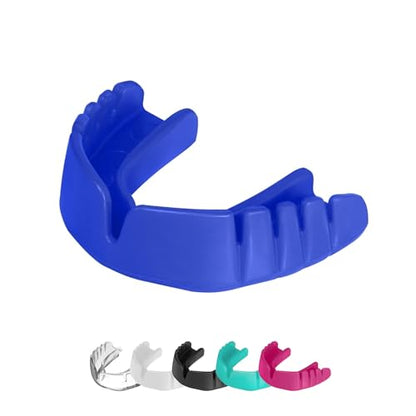 OPRO Snap-Fit Mouth Guard Instant Fit (Electric Blue) Adult Boxing Mouthguard for MMA & Impact Sports, Impact-Resistant Football Mouth Guard for Sports, Hockey & Rugby - Includes Case