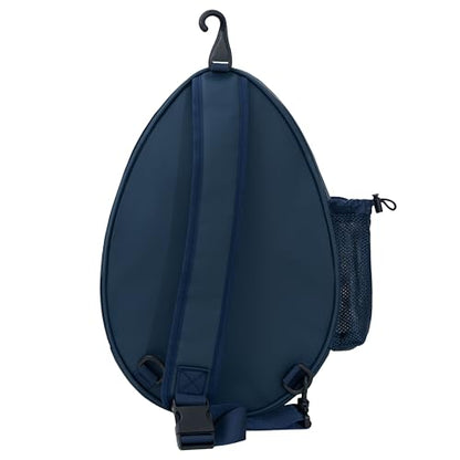 White PU One Shoulder Crossbody Tennis Backpack Girls Tennis Bag Tennis Racket Sling Bag for Women, with Water Bottle Holder - color: Blue