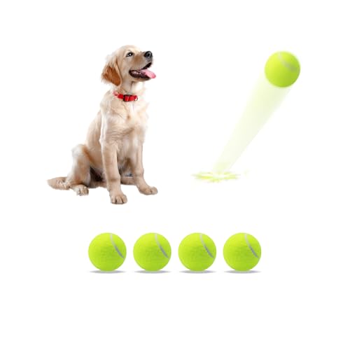 Magicorange Dog Balls, Tennis Balls for Dogs,Colorful Easy Catching Pet Playing Ball (Yellow, 4 Pack) - color: Yellow, size: 4 Pack