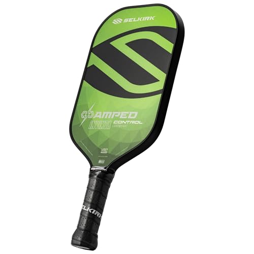Selkirk Sport Amped Control Pickleball Paddle | Precision & Control Fiberglass Pickleball Paddles | 16mm X5 Core | Made in USA - color: Green | Midweight, size: Invikta (Elongated Shape)