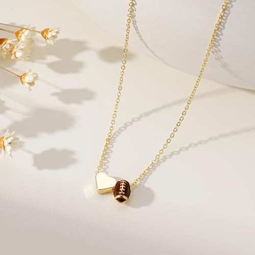 Turandoss World Cup 2026 Competition Ball, Sports Necklace for Women Gold Plated Heart Soccer Football Basketball Gold Pickleball Volleyball Tennis Softball Necklace Gifts for Sports Lovers Fans Teams