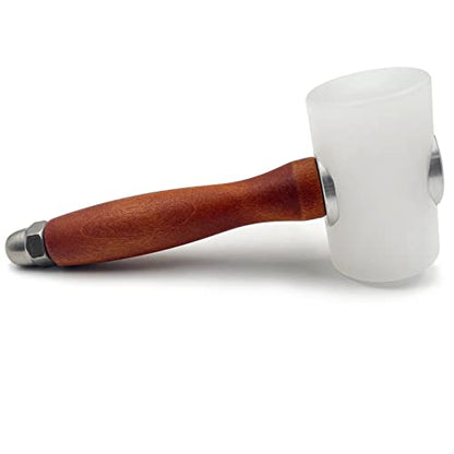 Leather Carving Hammer Mallet Wood Handle Nylon Hammer Mallet for Leathercraft Leather Carving DIY Leathercraft Mallet, Nylon T Head Wood Handle 7.4 Inch - color: Brown and White