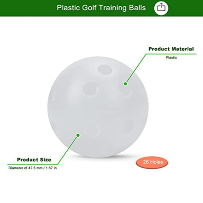 Adwikoso 100 Pack Plastic Golf Training Balls with 2 Golf Ball Tees– Airflow Hollow Golf Balls for Indoor Putting Green, Backyard Outdoor Practice Equipment