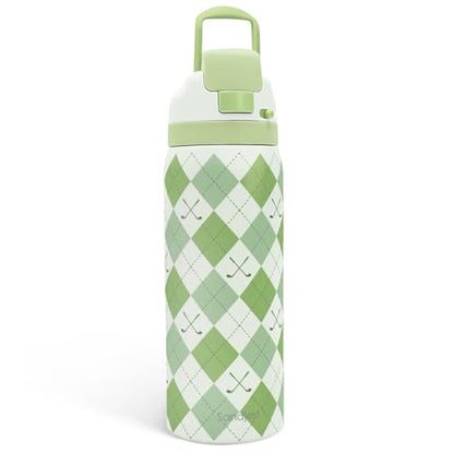 Golf Insulated Stainless Steel Water Bottle with Straw for Sports and Travel, Preppy Style, 32oz, Gifts for Golf Lover Women Girls Friends Teens Birthday Christmas - color: Golf