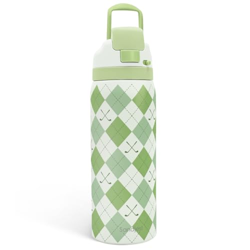 Golf Insulated Stainless Steel Water Bottle with Straw for Sports and Travel, Preppy Style, 32oz, Gifts for Golf Lover Women Girls Friends Teens Birthday Christmas - color: Golf