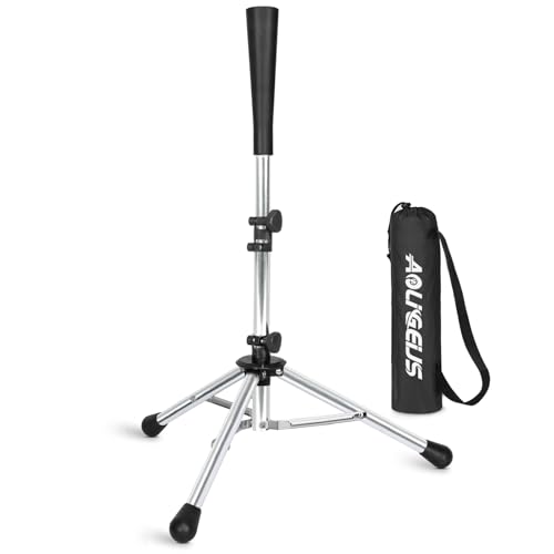 Baseball Tee Batting Tee Softball Tee Portable Travel Hitting Tee,Easy Adjustable Height,Stable Tripod Stand - color: Steel