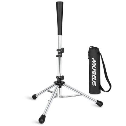 Baseball Tee Batting Tee Softball Tee Portable Travel Hitting Tee,Easy Adjustable Height,Stable Tripod Stand - color: Steel