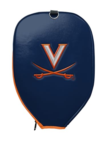 Officially Licensed Collegiate Pickleball Paddle Cover - Lightweight PU Leather Material - Durable Foam Interior Protection with Zippered Closure - Fits Most Paddles on the Market - color: Virginia Cavaliers