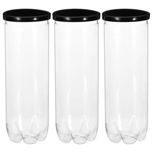 3Pcs Tennis Ball Holder Portable Multi-Function Storage Bottle for Tennis Balls Transparent Container with Lid Wear-Resistant