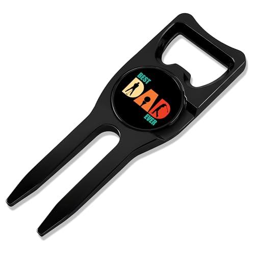 Wolf Golf Towels Divot Repair Tool | 5-in-1 Premium Divot Tool with Ball Marker | Golf Gifts for Men & Women | Golf Accessories for Men & Women - color: Black - Best Dad