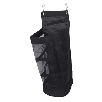 Drfeify Over The Door Hanging Sports Equipment Organizer, Large Capacity Nylon Mesh Storage Bag with Multiple Compartments, for Basketball Football Volleyball Tennis Gear