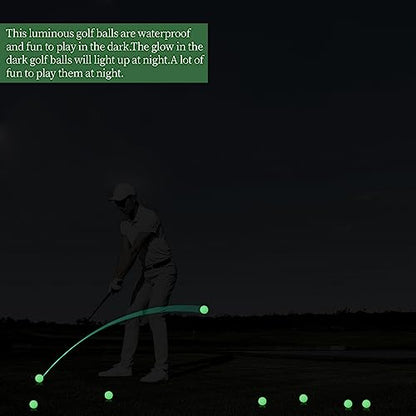 3-Piece Glow-in-the-Dark Practice Golf Balls with Fluorescent Green Light and Fine Texture Resin and Rubber for Backyard, Indoor, Outdoor Use, 4.27cm