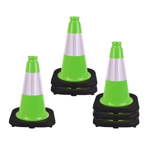 6 Pack Green 12 Inch Black Base Traffic Cones for Sports Training, Athletic Drills, Agility Practice & Field Marking (6, Green, 12 Inch) - color: Green, size: 12 Inch