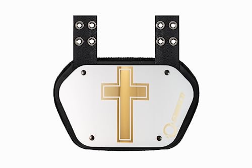 O Shield Golden Cross Chrome Football Back Plate, Lower Back Pads for Football Players, Rear Protector, Cross Series - size: Adult (Weight more than 180 Pounds), style: Golden Cross White