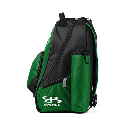 Boombah Tyro Baseball/Softball Bat Backpack - 20" x 15" x 10" - Holds 2 Bats up to Barrel Size of 2-5/8" - color: Black/Kelly Green