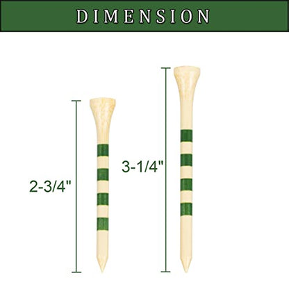 MAZEL Natural Wood/Bamboo Golf Tees 2 3/4 Inch & 3 1/4 Inch,Pack 50 or 120,Reduce Friction & Side Spin,More Stable Golf Tees