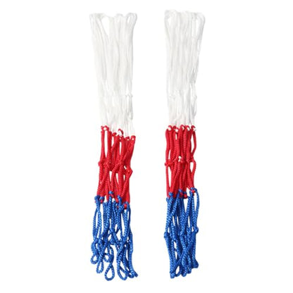 2 PCS Nylon Basketball Hoop Net 8 Loop Standard Durable Basketball Rim Replacement Net Professional Competition Kids Basketball Net White Red Blue - size: 35cm*2