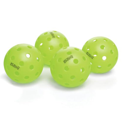 Xcello Sports Outdoor Pickleball 4-Pack, 40 Hole, Neon Green